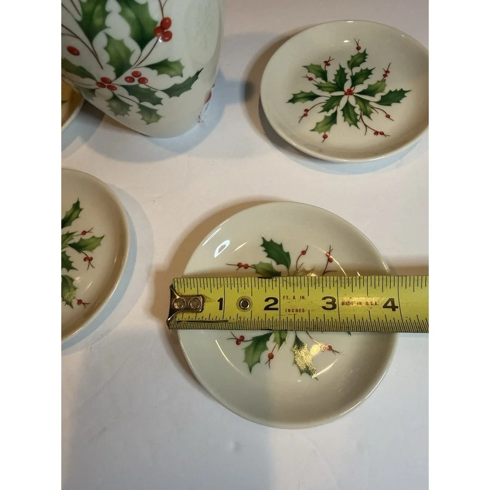 Lenox Holiday Oil Bottle Gift Set NIB Holly Cruet 4 Dipping Dishes Christmas